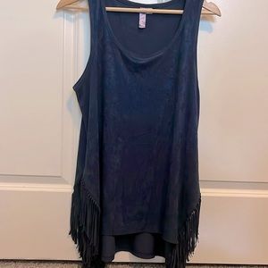 Navy suede fringe TANK!!